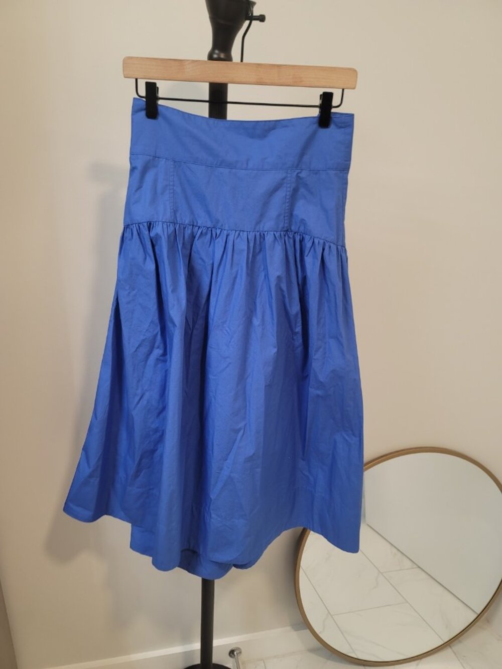 Fabiana Pigna Navy Blue Cotton Skirt M Handmade in USA Minimalist Designer